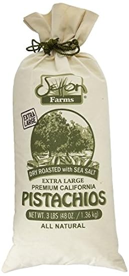 Setton Farms Pistachios, Dry Roasted and Salted Pistachios, Extra Large Premium California Pistachios, In Shell Pistachios, 3lb Burlap Gift Bag, 48 oz, Certified Non-GMO, Gluten Free, Vegan and Kosher 435341690