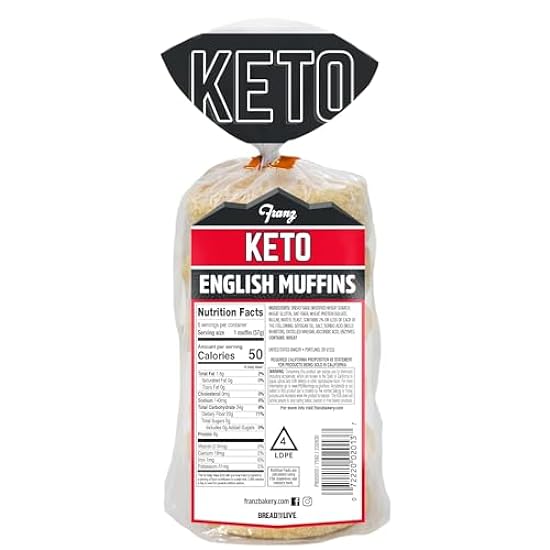 Keto English Muffins - Low Net Carbs, Same Great Taste 4 Pack (4 x 12oz) with Living Chic Keto Lifestyle Guide 181517837
