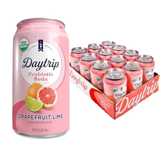 Daytrip Prebiotic Soda Drink | Premium 100% USDA Organic Prebiotic Sparkling Soda | Prebiotic Soda for Gut Health & Immunity - Mood Boosting & Stress Reducing Prebiotic Drink (12 Pack of 12oz cans) 199780766