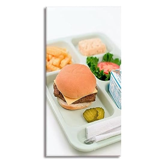 Canvas Wall Art bun cheeseburger beef patties fresh salad ingredients served french Paintings for Living Room Bedroom Office Wall Decor, Stretched & Framed Artwork Wall Poster Ready to Hang - 20x40 253647529
