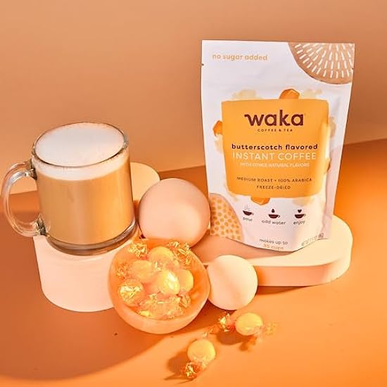 Waka, Premium Butterscotch Flavored Instant Kaffee, Premium Traditional Instant Chai, Premium Grün Tee Powder Bundle, Bulk Bags 813619988