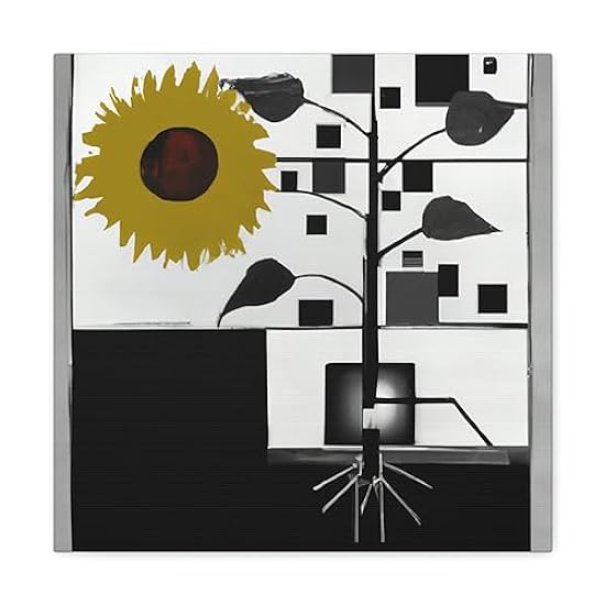 Sunflower in Steampunk. - Canvas 16″ x 16″ / Premium Gallery Wraps (1.25″) 234134188