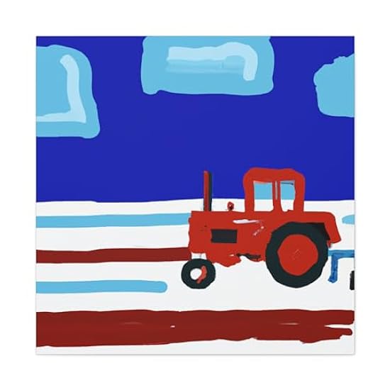 Tractor Minimalism Scene - Canvas 36″ x 36″ / Premium Gallery Wraps (1.25″) 656069136