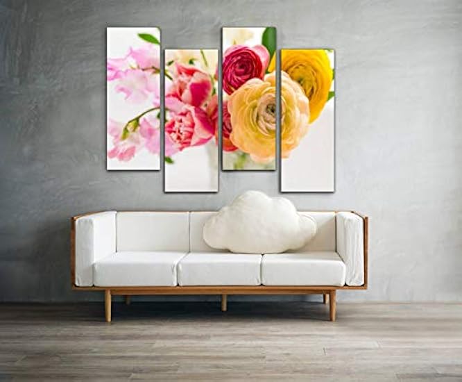 Wocatton beautiful spring bouquet ranunculus asiaticus stock pictures royalty Wall Art Background Decor Pictures Print On Canvas Art Stretched and Framed Perfect Home Decoration 109134832