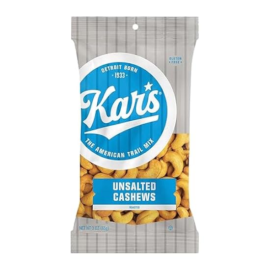 Kar’s Nuts Unsalted Cashews, 3 oz Individual Snack Packs – Bulk Pack of 12, Gluten-Free Snack Mix 594636688