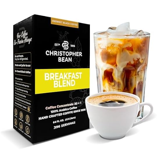 Christopher Bean Kaffee - 396 servings, 30 to 1 Blend Beutel in Box Liquid Instant Kaffee or Cold Brew Kaffee Concentrate - Hot or Iced Kaffee - Vermont Maple 645452384