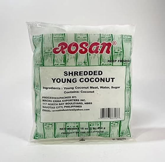 Rosan Shredded Young Coconut (Buko) 16 Oz per Pack (4-P