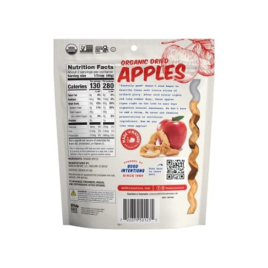 Made In Nature - Organic Apple Rings Dried Fruit - Non-GMO Vegan Dried Fruit , 3 Ounce (Pack of 6) 128694111