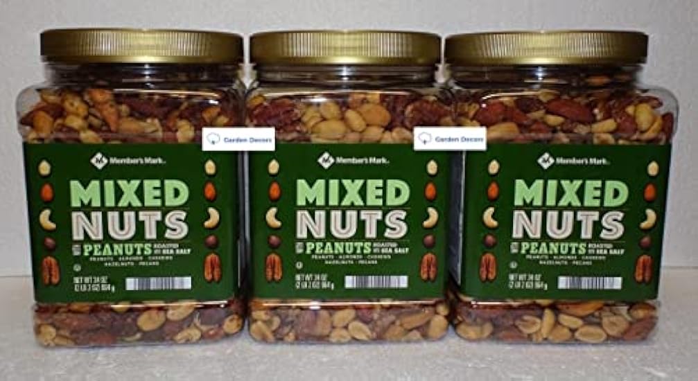 Member S Mark Roasted and Salted Mixed Nuts with Peanuts 34oz 964g (Three Jars) 970993280