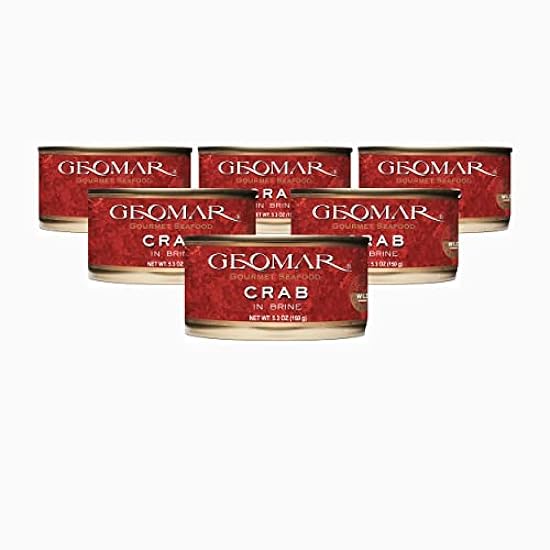 GEOMAR Crab in Brine – Wild Caught and Ready-to-Eat - Nutritious Seafood Delicacy- Pack of 6 (5.3 oz each) 509887733