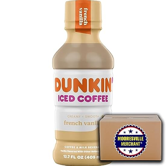 DD French Vanilla Iced Kaffee, 13.7 fl oz, 8 Plastic Bottles with Mooresville Merchant Decal 106589112
