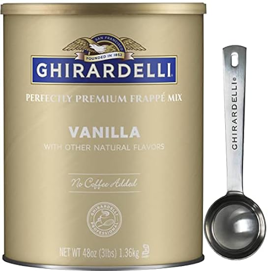 Ghirardelli Vanilla Premium Frappe Mix 3 lb Can with Ghirardelli Stamped Barista Spoon 364442085