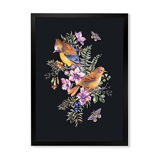 DesignQ Little Bird On Colourful Bouquet Of Wildflowers