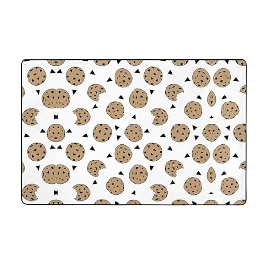 Flannel Carpet Cookies Food Schokolade Chip Biscuits Prints 60 x 39 in Non-Slip, Durable Suitable for Living Room and Office Bedroom 990926694