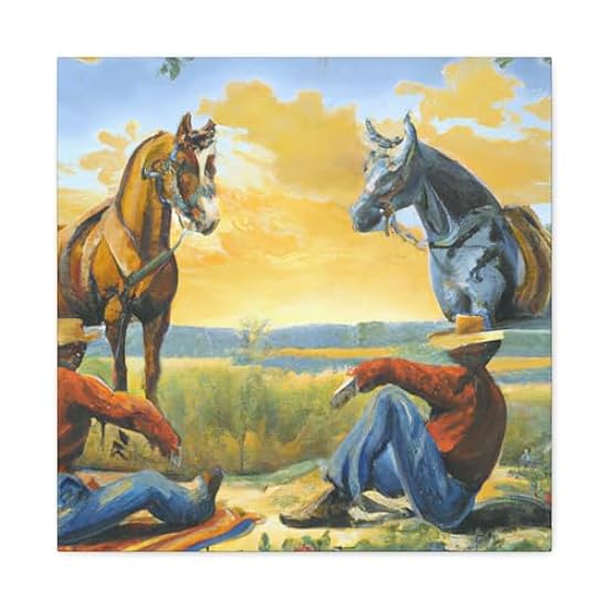 Grazing Horses Gaze - Canvas 20″ x 20″ / Premium Galler