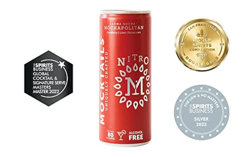 Mocktails Alcohol Free Cosmopolitan Nitro 12 Pack | Award Winning Non-Alcoholic Cosmo | Nitrogen Charged | Premium Zero Proof Craft Cocktail Beverage | 12 Nitro 200ml/6.8 oz Cans 445060375