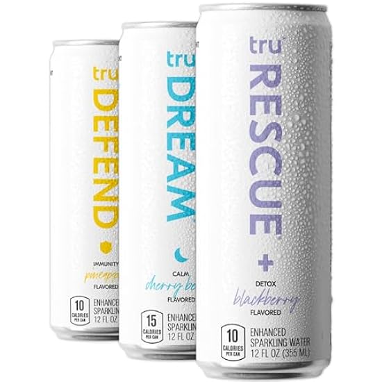 Tru Recovery Seltzer, Variety Flavored Sparkling Wasser Made with Real Fruchtsaft - Immune Support, Sleep, and Detox Drinks - Caffeine Free, Kosher, GF, No Added Sugar Getränke, 12oz (Pack of 12) 219773472