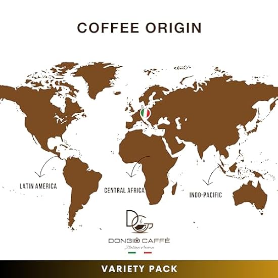 Dongiò Caffè Variety Pack whole bean coffee, 3 bags of 2.2 lbs - 100% blended and roasted in Italy (light, medium and dark roasts) 856619235