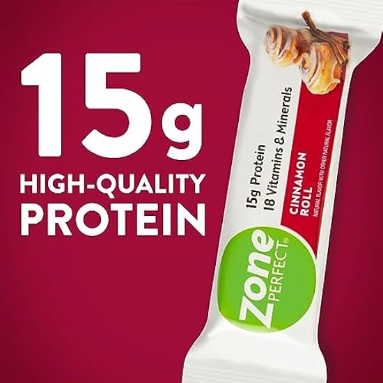ZonePerfect Protein Bars, 18 vitamins & minerals, 15g protein, Nutritious Snack Bar, Cinnamon Roll, 30 Count 117854850