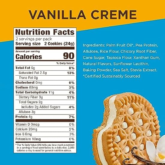 Catalina Crunch Vanilla Creme Keto Sandwich Cookies 10 - 1.7 oz Snack Packs (4 Cookies Per Pack) | Keto Snacks | Low Carb, Low Sugar | Vegan Cookies, Plant Based Protein Cookies | Keto Friendly Foods, Keto Dessert | Grab & Go 191209366