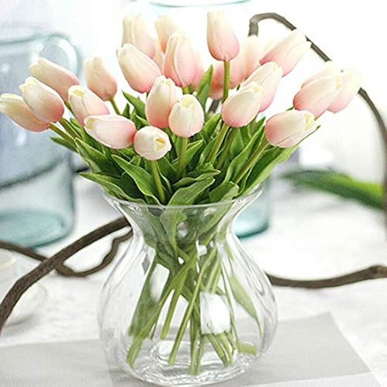 SaditY EdricShop 10pcs/lot Artificial Tulips Flowers Bouquet PU Artificial Bouquet Real Touch Flowers for Home Wedding Decorative Flowers Wreaths - (Farbe: Creamy Weiß) 848094452