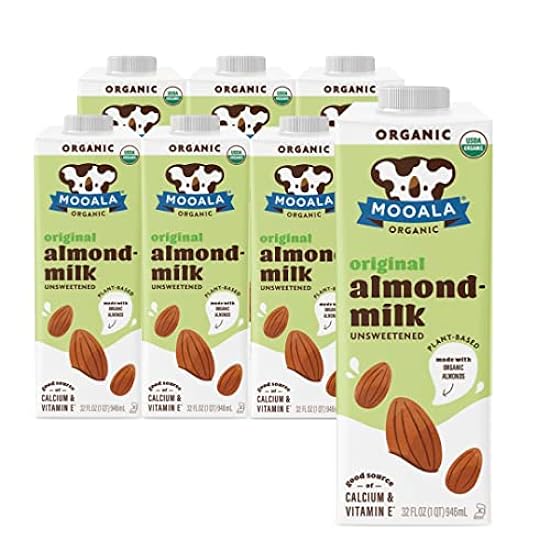Mooala – Organic Almondmilk, Unsweetened, 32oz (Pack of 6) – Shelf-Stable, Non-Dairy, Gluten-Free, Vegan & Plant-Based Beverage with No Added Sugar (Unsweetened Original) 547751892