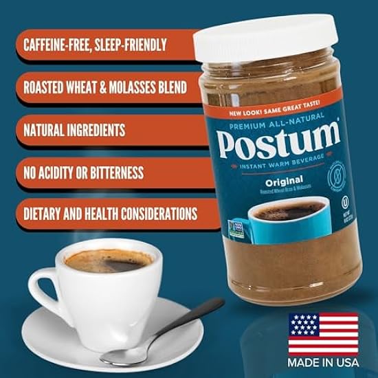 Postum Wheat Bran & Molasses Kaffee Substitute - Kaffee Substitute Caffeine Free (6 x 8oz) | Natural Blend, Rich, Tasty, Healthy, Dietary Beverage for Frühstück, Gourmet & Pantry Pack 13013392