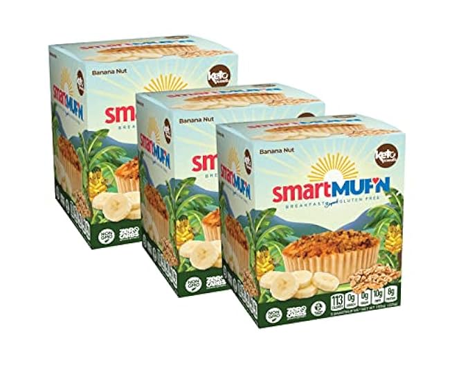 Smart Baking Company Smartmuf´n, Gluten-free, Sugar-free Keto Snack Frühstück Muffin (Banana Nut, 3 Boxes) 796262295