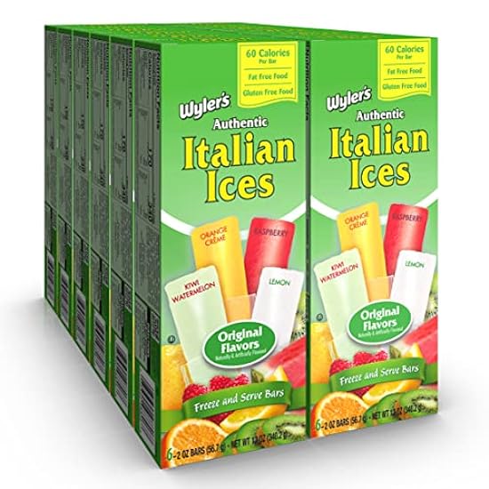 Wyler´s Authentic Italian Ice, Fat Free Freezer Bars, Original Flavors (12 Boxes, 6-2 oz bars per box) 466251346