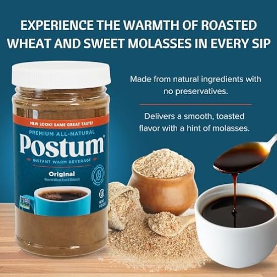 Postum Wheat Bran & Molasses Kaffee Substitute - Kaffee Substitute Caffeine Free (6 x 8oz) | Natural Blend, Rich, Tasty, Healthy, Dietary Beverage for Frühstück, Gourmet & Pantry Pack 139830494