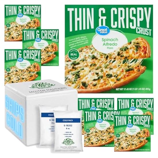 Salutem Vita - Great Value Thin and Crispy Crust Spinach Alfredo Pizza, 17.45 oz -- Pack of 8 349309425