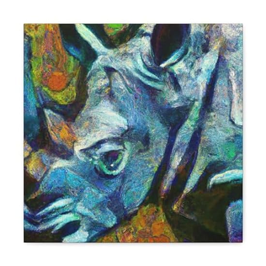 Rhinoceros at Night - Canvas 16″ x 16″ / Premium Galler