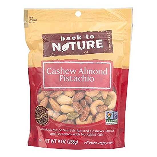 Back To Nature Cashew Almond Pistachio Mix - Case of 9 