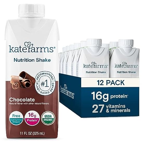 KATE FARMS Organic Plant Based Nutrition Shake, Choclat