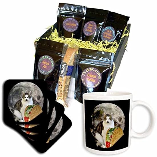 3dRose Taco Cat Full Moon Cat Lovers in Space - Kaffee 
