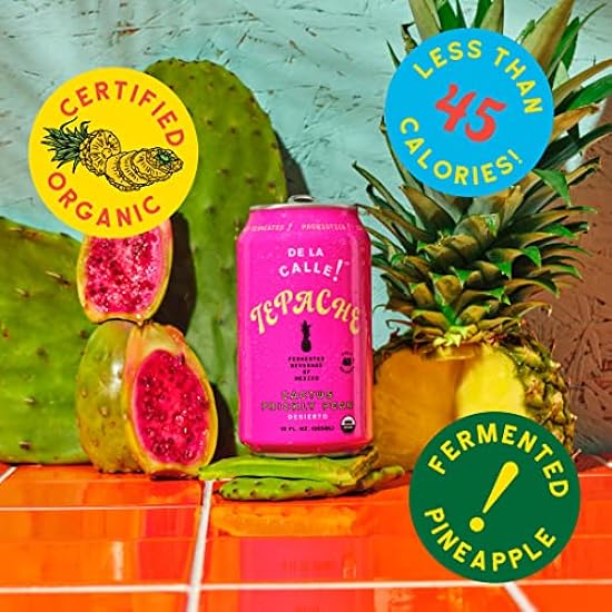 De La Calle Tepache - Naturally Fermented Pineapple Beverage, Antioxidant Rich, Certified Organic, Fermented, Low Sugar (Cactus Prickly Pear) 224349285