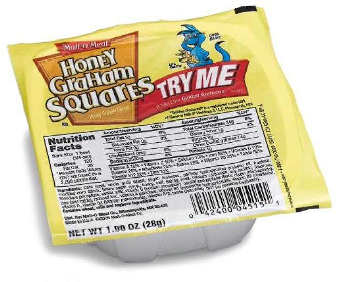 Malt-O-Meal Honey Graham Squares Cereal, 1 oz, 96 ct 98