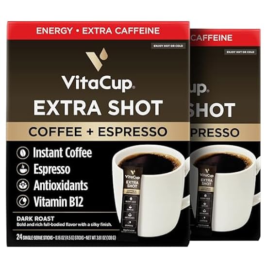 VitaCup Extra Shot Instant Kaffee Packets with Espresso