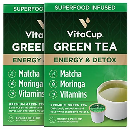 VitaCup Grün Tee Pods, Enhance Energy & Detox with Matc