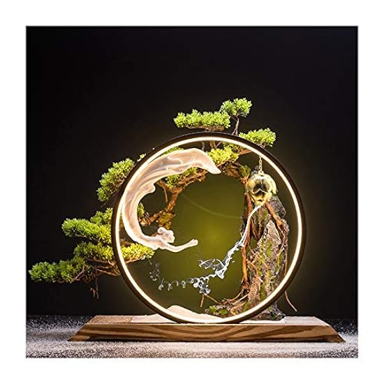Artificial Bonsai Tree Artificial Bonsai Tree with Beauty Sculpture and LED Lights Creative Simulation Welcome Pine Bonsai Indoor Artificial Grün Plants Office Living Room Entr 407742638