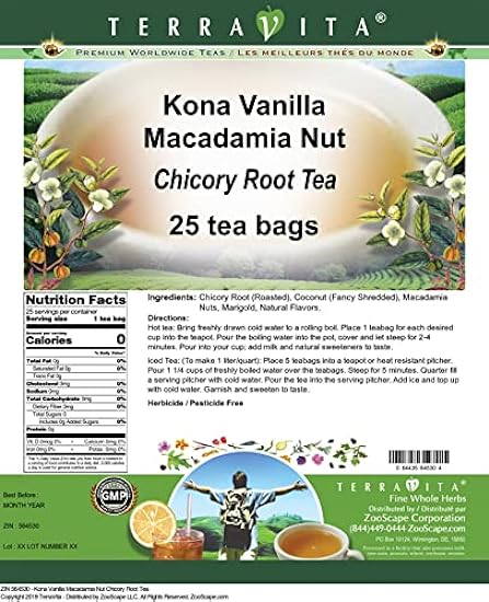 Kona Vanilla Macadamia Nut Chicory Root Tee (25 Teebeutel, ZIN: 564530) - 3 Pack 821340676
