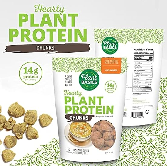 Plant Basics - Hearty Plant Protein - Unflavored Chunks, 1 lb (Pack of 3), Non-GMO, Gluten Free, Low Fat, Low Sodium, Vegan, Meat Substitute 186401874