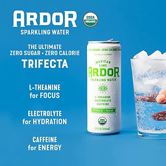 ARDOR ENERGY Sparkling Wasser TROPICAL variety 12 pack with 100mg Organic Caffeine from Grün Tee & 200mg Organic L-Theanine (Focus & Calm). Kein Zucker. No Calories. Vegan. Gluten Free. 774195779