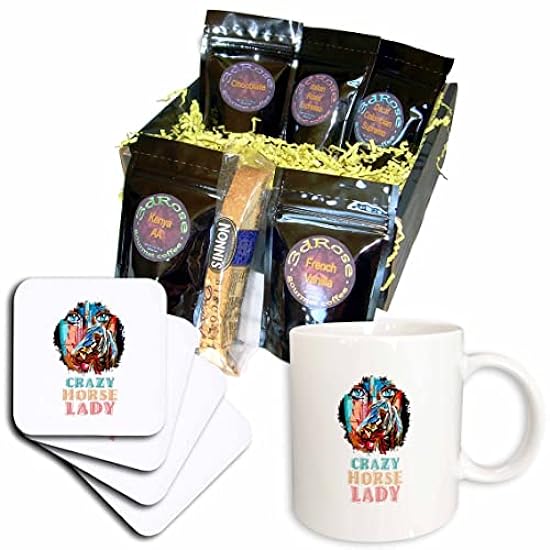 3dRose A girl, woman face and a horse - Crazy horse lady... - Kaffee Gift Baskets (cgb-370904-1) 393306163