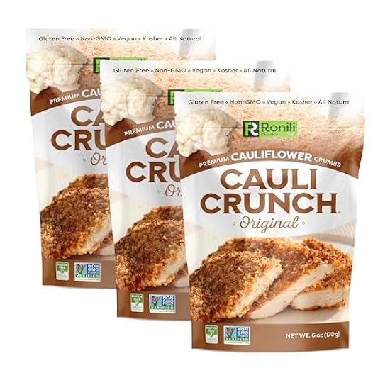 Cauli Crunch | Original Gluten Free Cauliflower Bread Crumbs – Bread-Free Breadcrumbs, Certified Gluten Free + NON-GMO, Vegan, Kosher Bread Crumbs, All Natural, 3-PACK (Original) 813999455