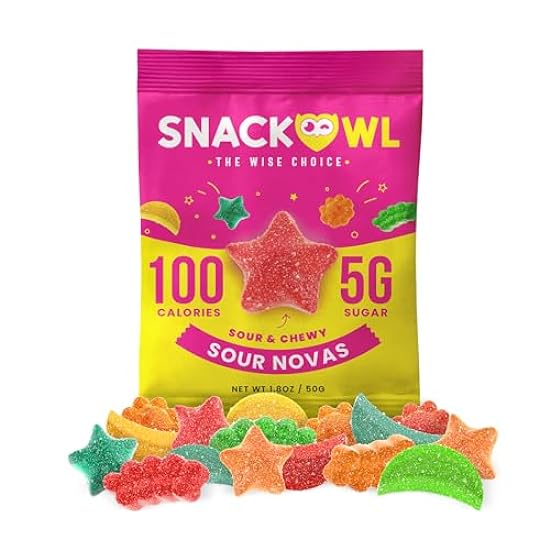 Snack Owl Vegan Sour Gummy Candy – Gluten Free, Low Cal