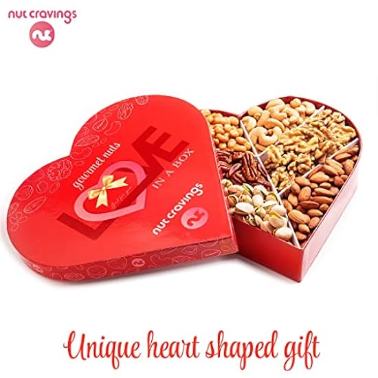Nut Cravings Gourmet Collection - Mixed Nuts Heart Shaped Gift Basket, Love in A Box (6 Assortments) Easter Romantic Arrangement Platter, Healthy Kosher USA Made 864628150