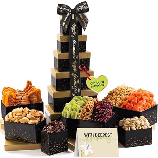 Nut Cravings Gourmet Collection - Congratulations Tower Gift Basket, Nuts & Dried Fruits with Congrats Ribbon + Greeting Card (12 Assortments) Food Platter Care Package Healthy Kosher Snack 531752901