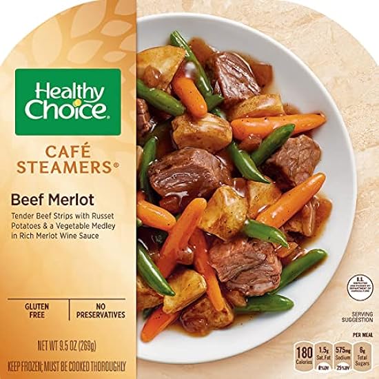 Healthy Choice Beef Merlot - Tender Beef Strips with Russet Potatoes and Vegetables - Gluten Free - No Preservatives - 8 Pack (9.5 Oz Each) - Ready Set Gourmet Donate a Meal Program 732267478