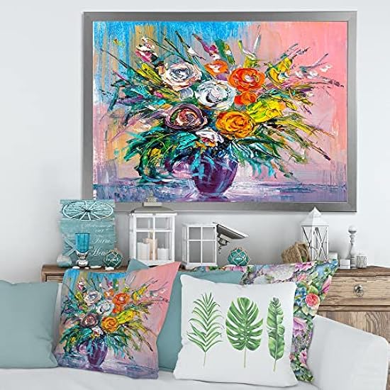 DesignQ Bouquet Of VIbrant Flowers Traditional Framed Wall Art 307600102
